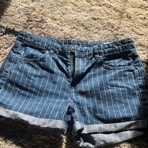 Striped jean shorts